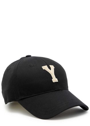 Saint Laurent Appliqu&eacute;d Cotton cap - Black - M