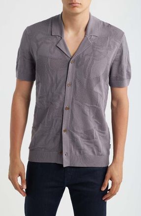 BOSS C-Noy Texture Camp Shirt in Medium Purple at Nordstrom, Size Xx-Large