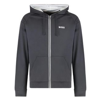 HUGO BOSS Hugo, Zip-throughs, male, Gray, Size: XL Hooded sweatshirt in cotton terry with zipper
