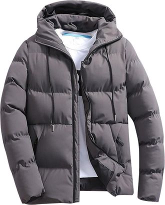 Generic jacket men winter, mens coats, Winter Jackets for Men UK, Lightweight Puffer Jacket Mens Coat Hoody Zip up Loose Cotton Padded Packable Down Quilted C