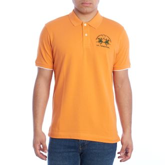 La Martina La Martina Mens Regular Fit Short Sleeve Polo YMP001-PK001 - Orange - Size Small