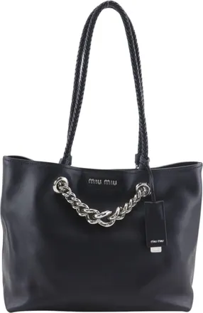 Miu Miu Black Leather Tote Bag (Pre-Owned)