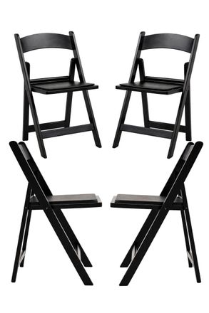 Regalos Miguel Sillas Plegables - Pack 4 Sillas Gala Plegable Con Coj&iacute;n Efecto Madera - Negro