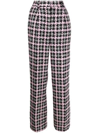 Msgm high-waisted tweed trousers - women - Polyamide/Cotton/Acrylic (Fiber)/Polyester/Wool/Metallic Fibre/Polyester - 42 - Black