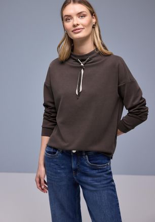 Street One Sweatshirt STREET ONE, Damen, Gr. 34, molten earth, Sweatware, Obermaterial: 46% Modal, 46% Polyester, 8% Elasthan, unifarben, bequem h&uuml;ftbedeckend, R
