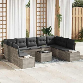 vidaXL Conjunto De Sof&aacute; De Jard&iacute;n 10 Pcs Gris Claro 289 X 209 X 85 Cm Vidaxl