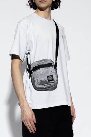 Stone Island Shoulder Bag With Logo Patch, Mens, Grey