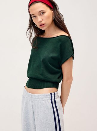 Twik Womens Loose-collar rolled-edge sweater