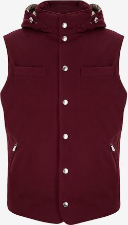Brunello Cucinelli Wasserabweisende Wollweste mit Daunenf&uuml;llung und Kapuze