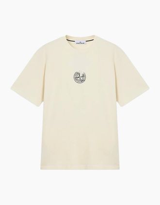 Stone Island Mens COMPASS 2100001 T SHIRT - Cream - Size: 38