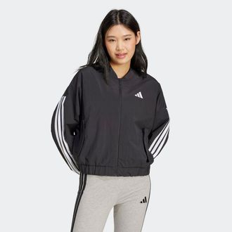 adidas Bomberjacke ADIDAS SPORTSWEAR ESSENTIALS 3-STREIFEN LIFESTYLE WOVEN, Damen, Gr. XXL, schwarz-weiss (schwarz, wei&szlig;), Obermaterial: 100% Polyamid, Jacke