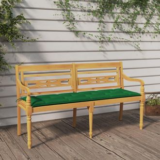 vidaXL Vidaxl - Banco Batavia Con Coj&iacute;n Verde Madera Maciza De Teca 150 Cm