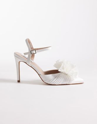 Be Mine Rysha - Scarpe da sposa a punta con tacco color avorio e fiore-Bianco