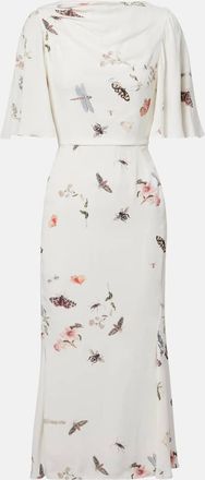 Erdem Abito midi in cr&ecirc;pe con stampa