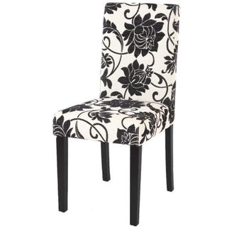 Hhg Set 2x sedie Littau tessuto soggiorno cucina sala da pranzo 43x56x90cm fiori piedi scuri