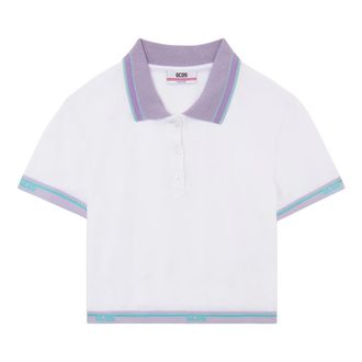 GCDS Gcds, Tops, Dames, Wit, L, Katoen, Logo-trim Polo Top