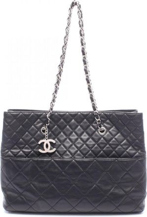 Chanel Black Leather Handbag Tote Bag (Pre-Owned)