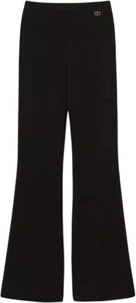 Twinset Flare Knit Broeken - Dames - Wijde Broeken - Zwart - L - Broeken