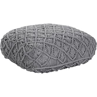Beliani Beliani - Floor Seating Cushion Cotton Square Macrame Pattern Solid Grey Berrechid