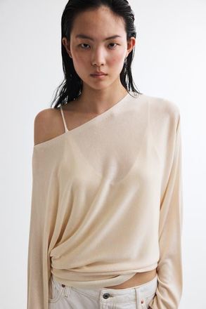 H&M Off-the-shoulder Sweater in Light Beige at Nordstrom, Size X-Large