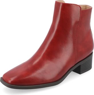 Journee Collection Womens Cappri Square-Toe Booties, Red, 7.5 UK Wide