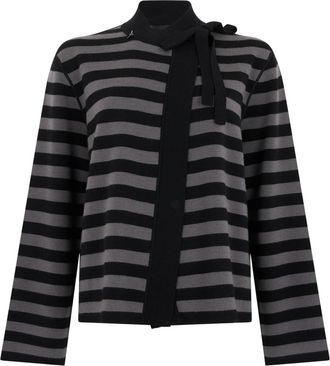 Emporio Armani Gestreepte Cardigan van Wol - Dames - Vesten - Zwart - L - Wol - Truien & Vesten