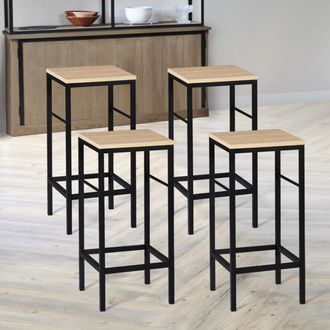 IDMarket Lote De 4 Taburetes De Bar De Dise&ntilde;o Industrial Detroit