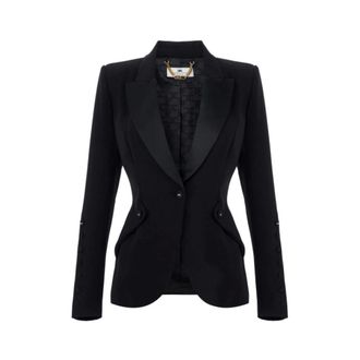 Elisabetta Franchi Blazers, female, Black, M, Lightweight Crepe Jacket