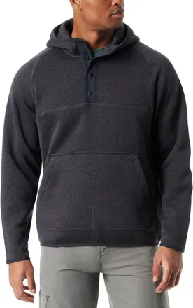 G.H. Bass & Co. Bass Outdoor Mixed-Media Hoodie Mens Black Quarter Snap Regular Fit FTS73