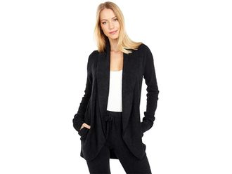 Barefoot Dreams Cozychic Lite Circle Cardi Womens Clothing Black : XS (US 2-4), Rayon/Nylon