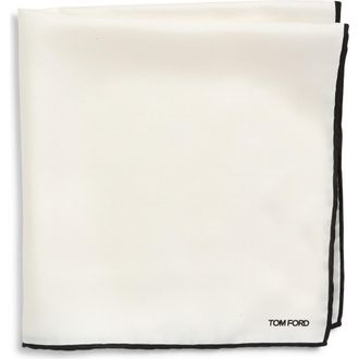 Tom Ford Classic Mulberry Silk Pocket Square in White at Nordstrom