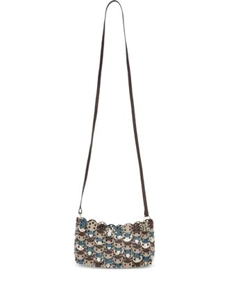 Paco Rabanne disc-detailing cross bag - women - Brass/Calf Leather - One Size - Silver