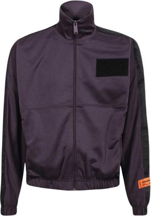 Heron Preston Sportief nylon sweatshirt met logobanden - Heren - Zomerjassen - Paars - S - Nylon - Jassen