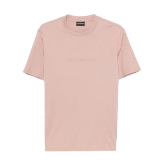 Emporio Armani T-shirt met ronde hals en logo in reli&euml;f - Heren - T-shirts - Roze - 3XL - Tops