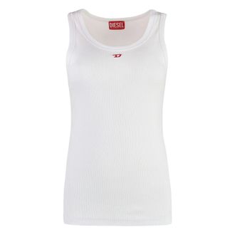 Diesel Sleeveless Tops, female, White, Size: XS T-Anky-D Ribbed Tank Top