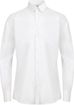 Dolce & Gabbana Cotton DG Logo Shirt - Heren - Zakelijke Overhemden - Wit - 4XL - Katoen - Overhemden