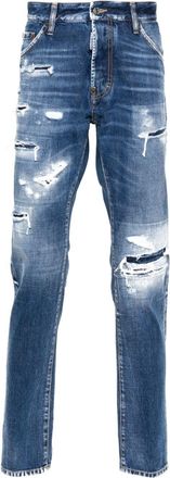 Dsquared2 Cool Guy distressed jeans - men - Cotton/Calf Leather/Polyester/Cotton - 46 - Blue