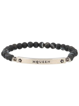Alexander McQueen Black Logo Beaded Bracelet