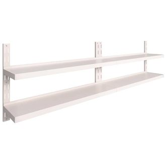 Berkfield Home 2-Tier Floating Wall Shelves 2 pcs Stainless Steel 300x30 cm in Grey
