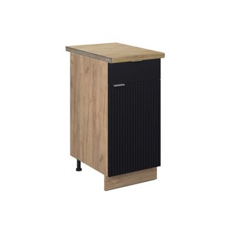 Vicco Mueble Bajo De Cocina Fame-line, Rayas Negras, 40 Cm, Et Roble