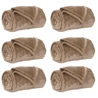 vidaXL Mantitas De Sof&aacute; 6 Pcs Camel 130 X 150 Cm Lana Vidaxl