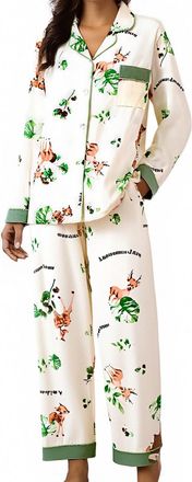 Generic Pyjamas for Women 2 Piece Outfits Womens Fashion Lounge Nightwear Cotton-Like Ladies Pyjamas Sleep & Lounge Women Skin-Friendly Casual Classic Leisure