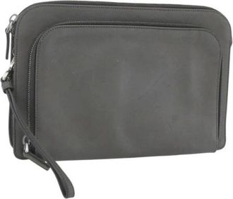 Prada Pre-owned Clutches, female, Gray, Size: ONE SIZE Pre-owned Leather Clutch