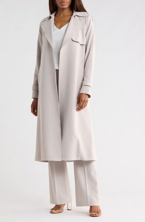 Theory Oaklane Modern Crepe Trench Coat in Stoneware at Nordstrom Rack, Size Petite