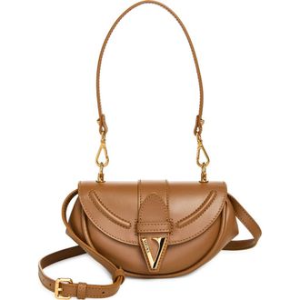 Versace Small Virtus Leather Shoulder Bag in Brown-Gold Versace at Nordstrom