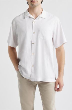 Tommy Bahama Botanic Loom Coastal Ease IslandZone Camp Shirt in White at Nordstrom, Size Xxx-Large