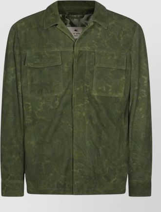 Etro leather jacket collared design front pockets