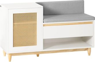 SoBuy Banco zapatero con 2 estantes 1 cajón y 1 puerta blanco