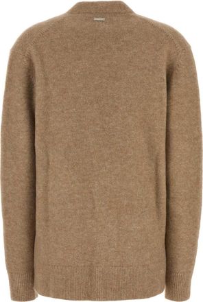 Ferragamo Womens Camel Stretch Alpaca Blend Oversize Cardigan Nude Maglieria Sweater