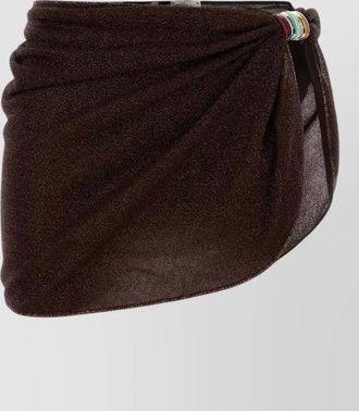 Os&eacute;ree stretch nylon sarong asymmetric hem sheer ring